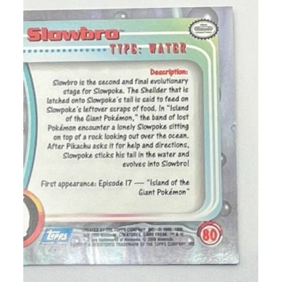 Slowbro Pokemon Card Topps #80 TV Animation Edition Series Blue Logo - Picture 4 of 5